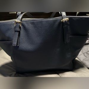 Michael Kors blue large leather tote bag